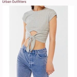 Urban Outfitters tie-front crop top Grey Comfy and Soft  Shirt XS